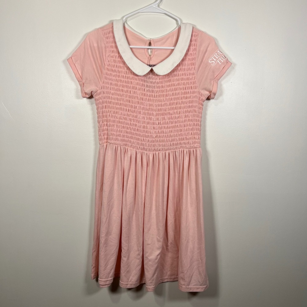 Stranger Things Girls Eleven Pink Smocked Cosplay Dress XL 14-16